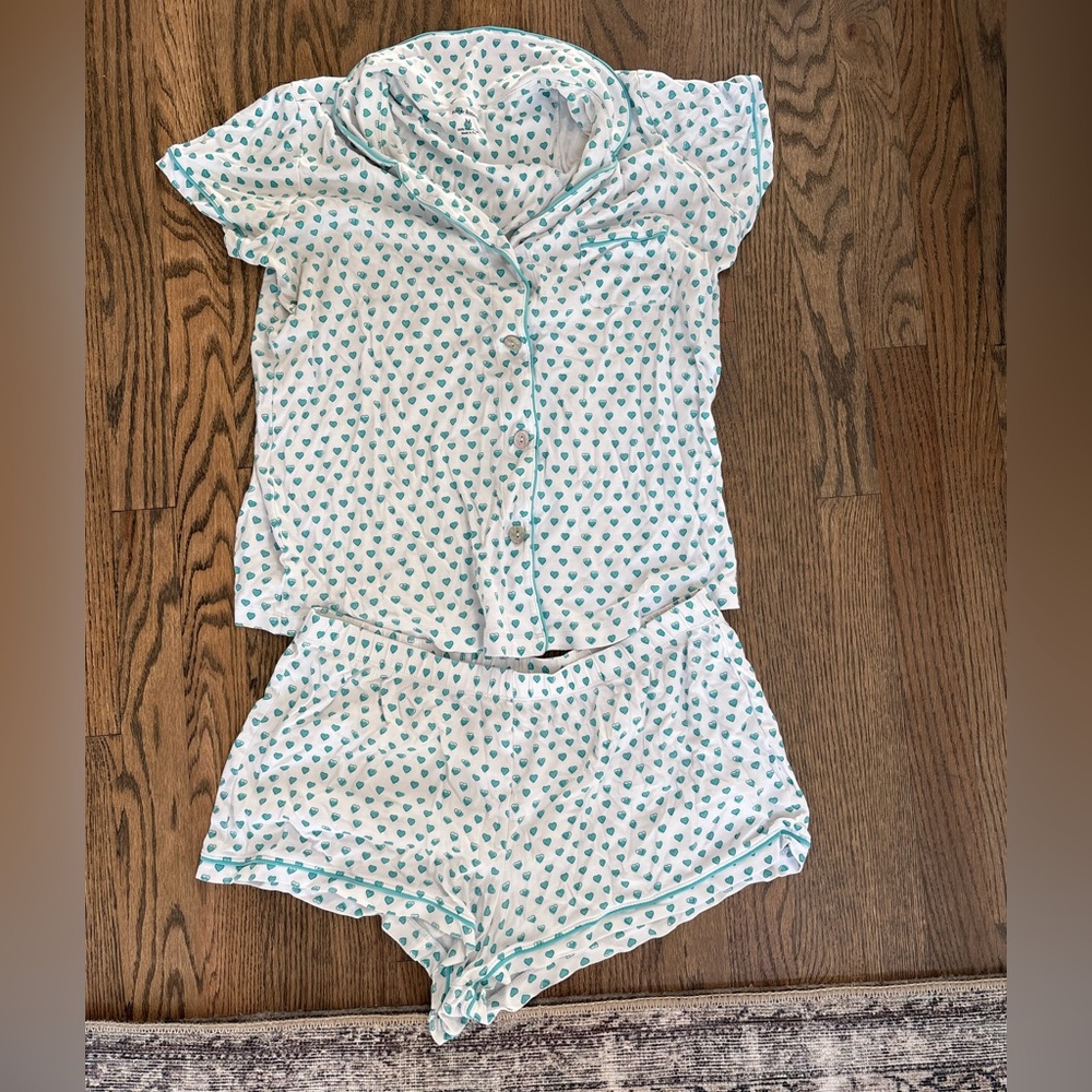 Roller Rabbit Teal Heart Pajama Set